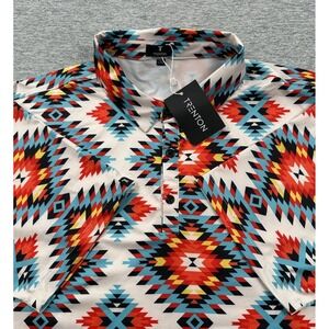 Trenton Polo Shirt Mens 2XL Bohemian Aztec Southwestern Stretch Golf Sports NEW